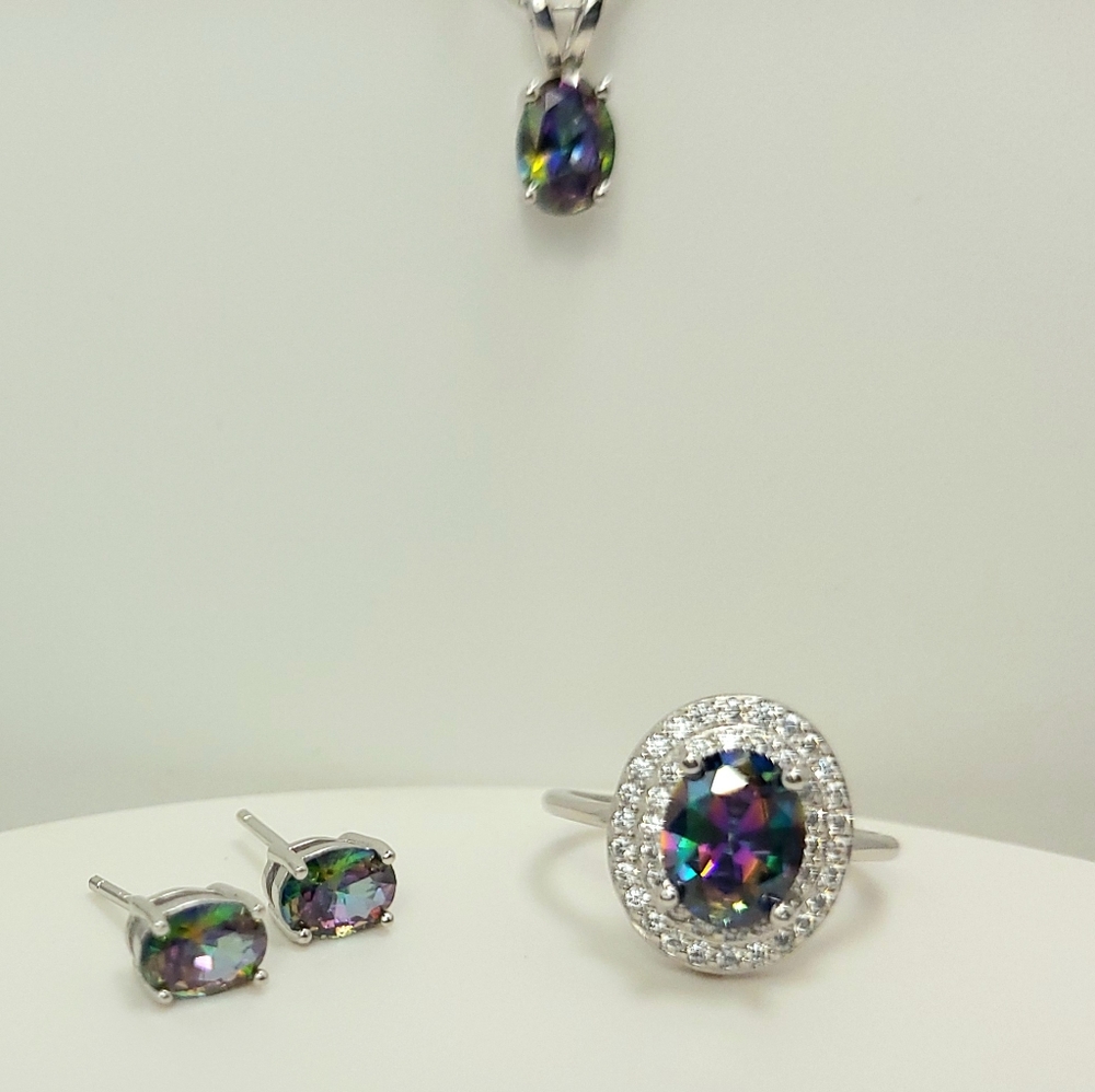 Mystic CZ Sterling Silver Jewelry Set NEW